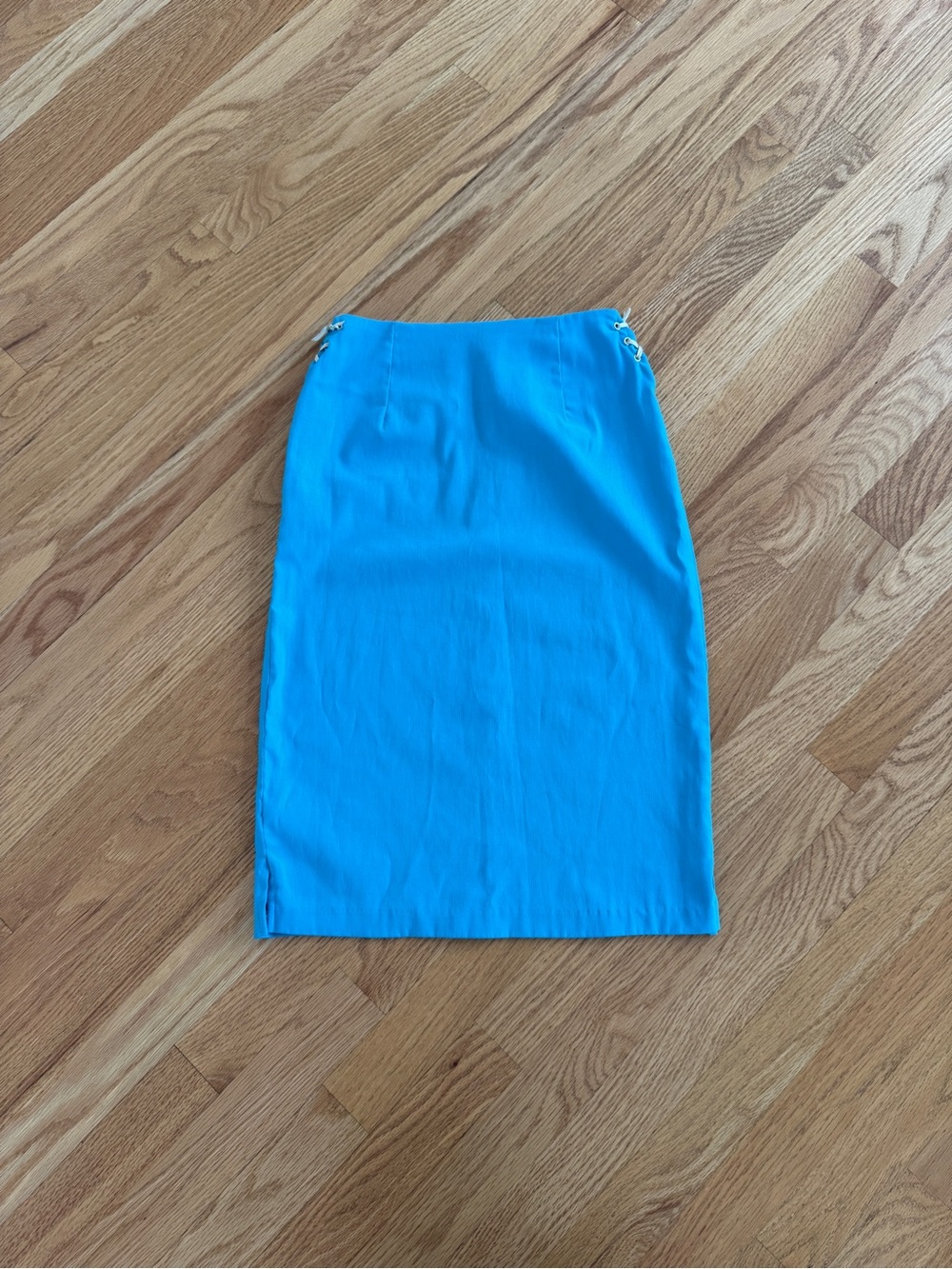 Y2k vintage pencil skirt blue midi skirt fitted with tie side details XS